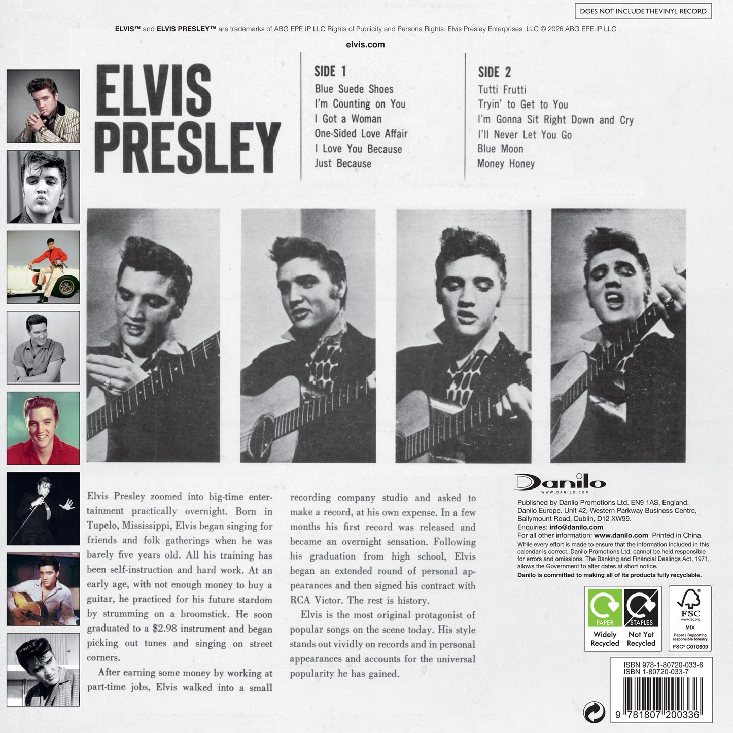 Elvis 2027 Collector's Edition Record Sleeve Calendar