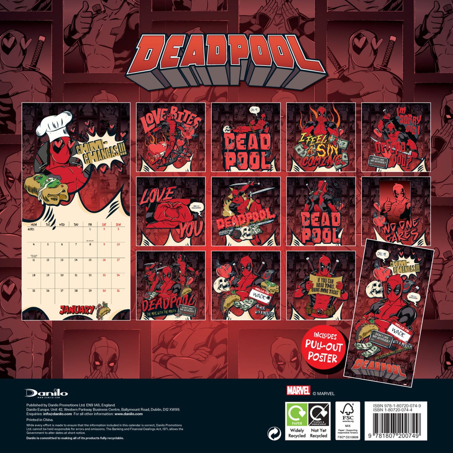 Marvel Deadpool 2027 Square Calendar