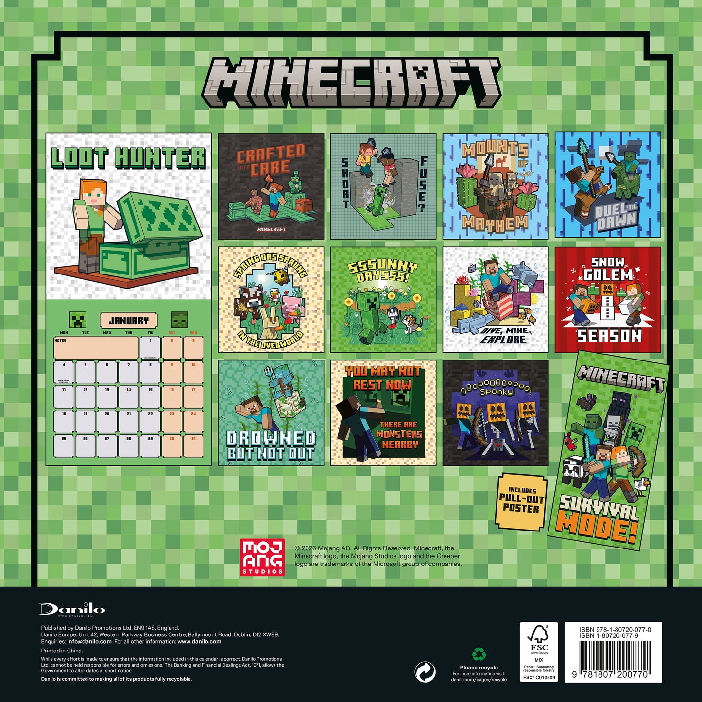 Minecraft 2027 Square Calendar
