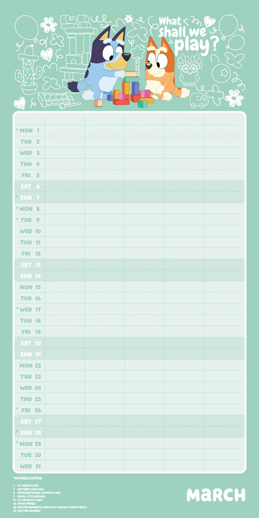 Bluey 2027 Family Organiser Calendar