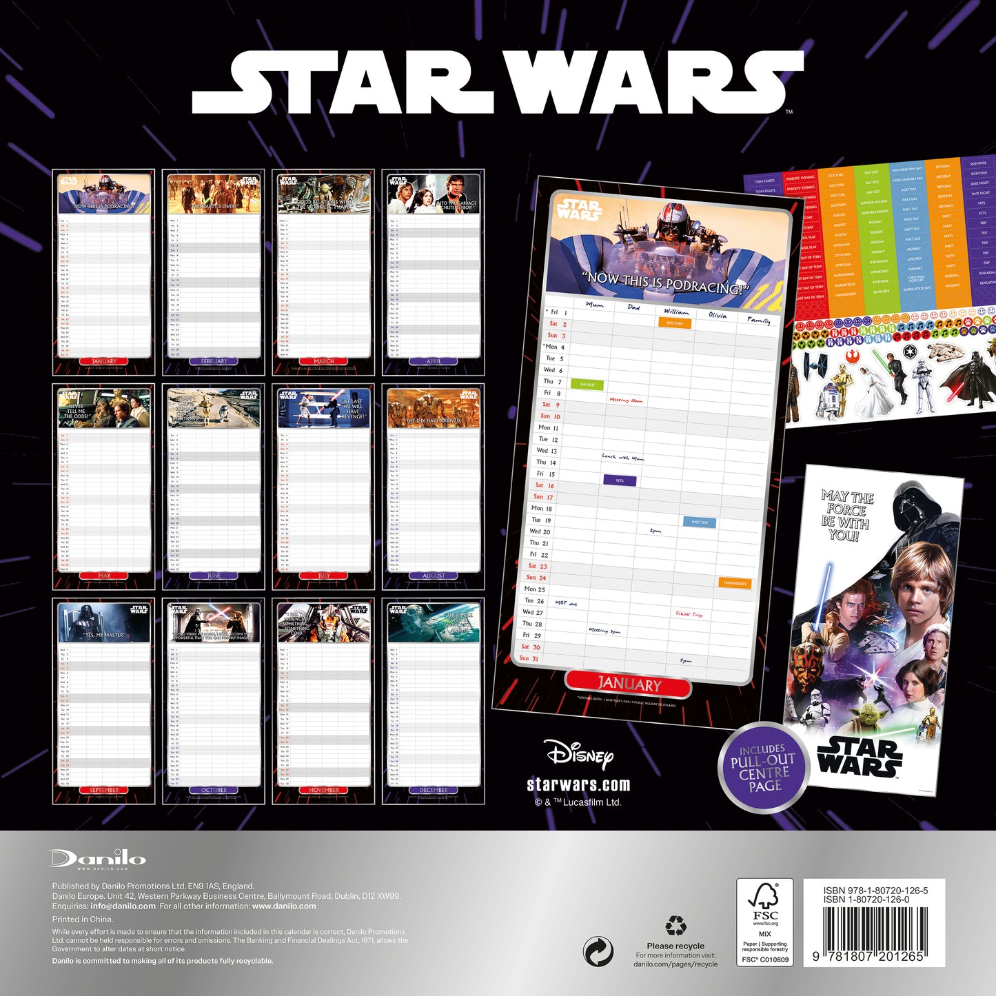Star Wars Classic 2027 Family Organiser Calendar (With Stickers)