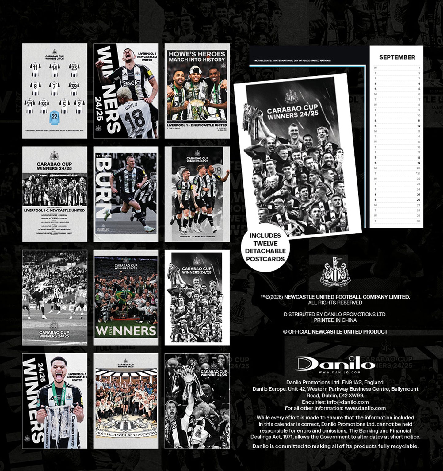 Newcastle United FC 2027 Desk Easel Calendar