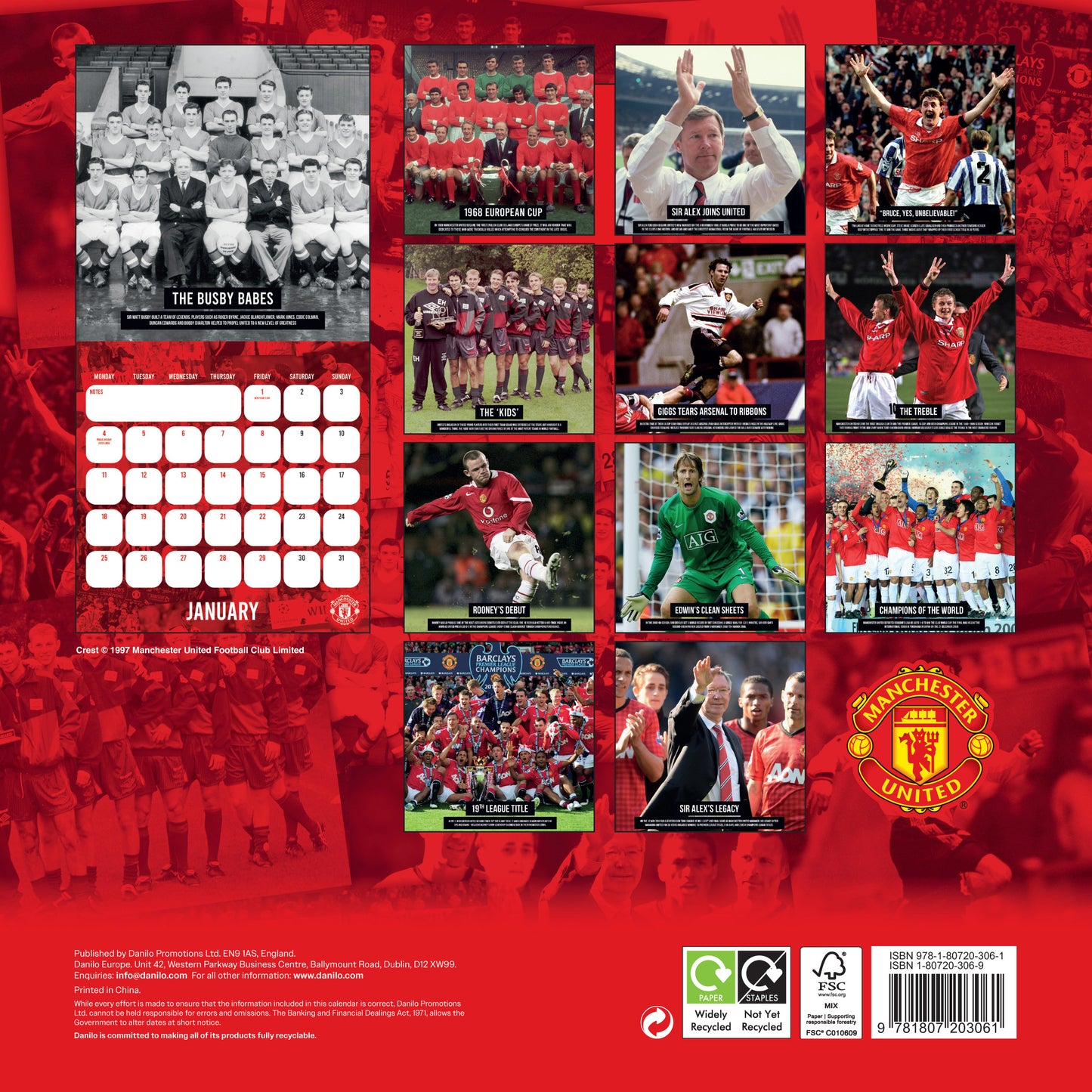 Manchester United FC Legends 2027 Square Calendar