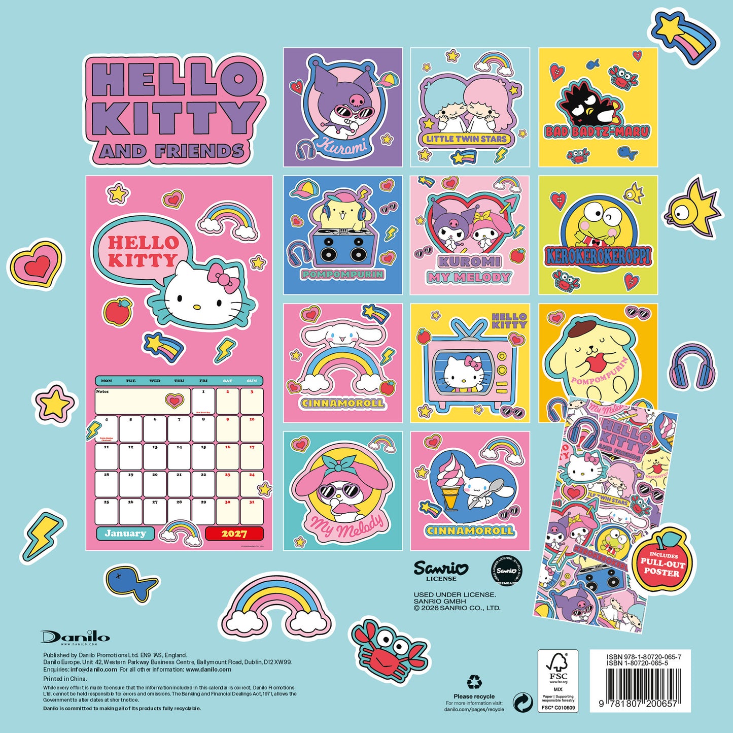 Hello Kitty & Friends 2027 Square Calendar