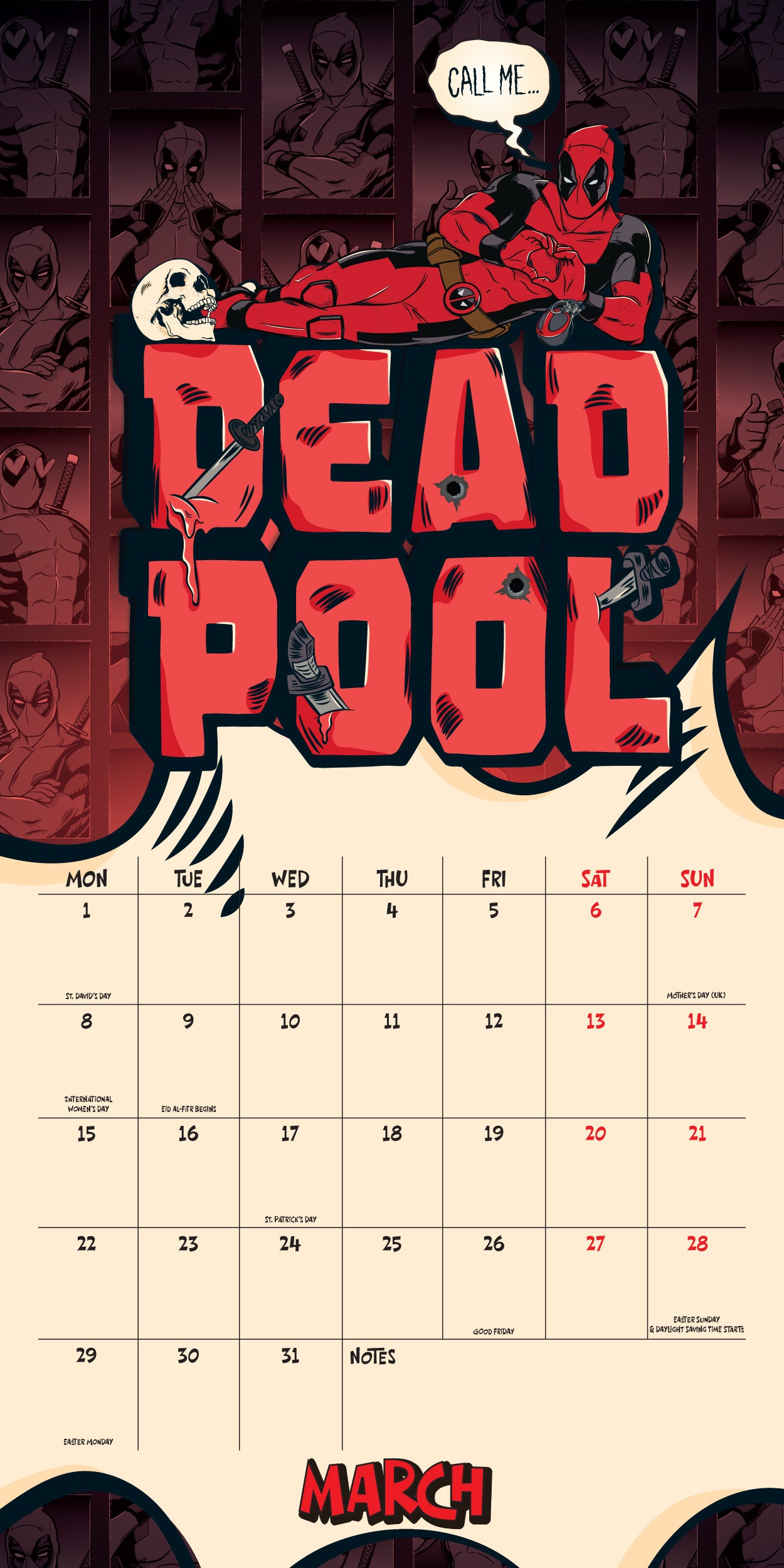 Marvel Deadpool 2027 Square Calendar