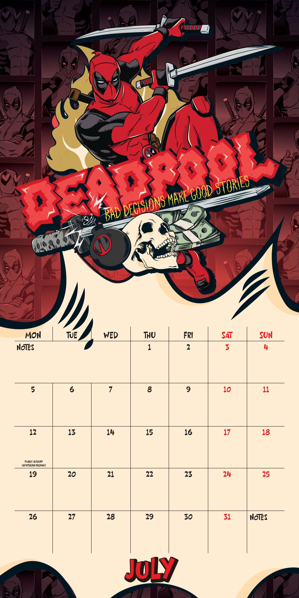 Marvel Deadpool 2027 Square Calendar