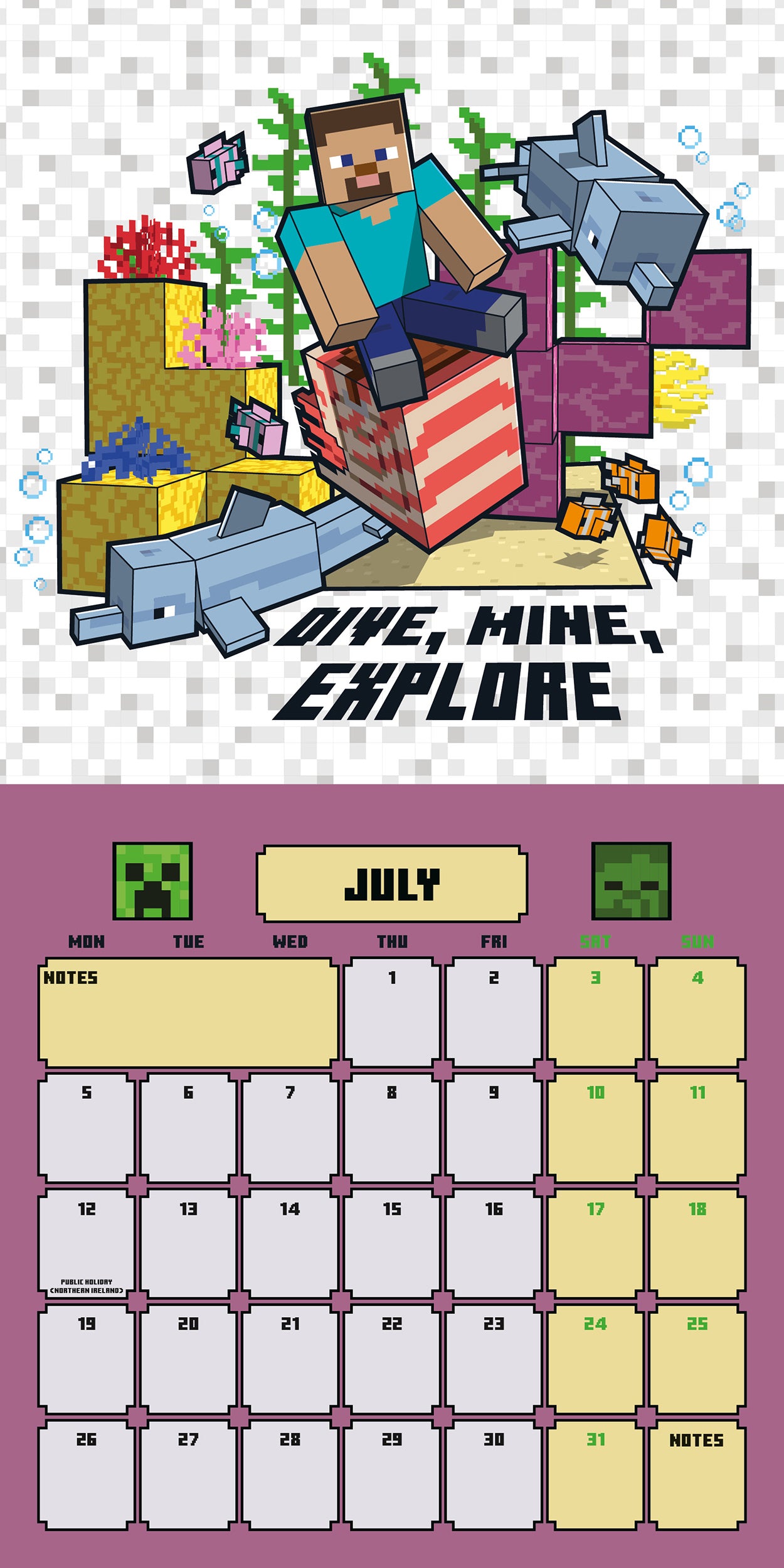 Minecraft 2027 Square Calendar