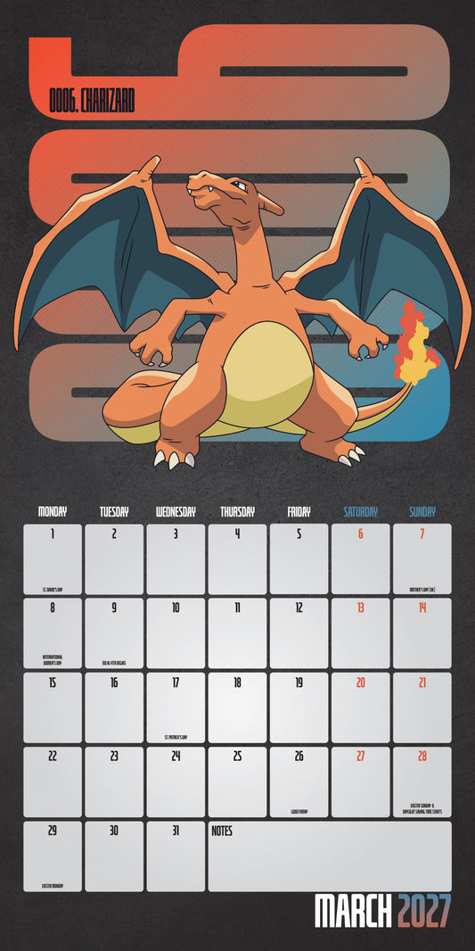 Pokemon 2027 Square Calendar