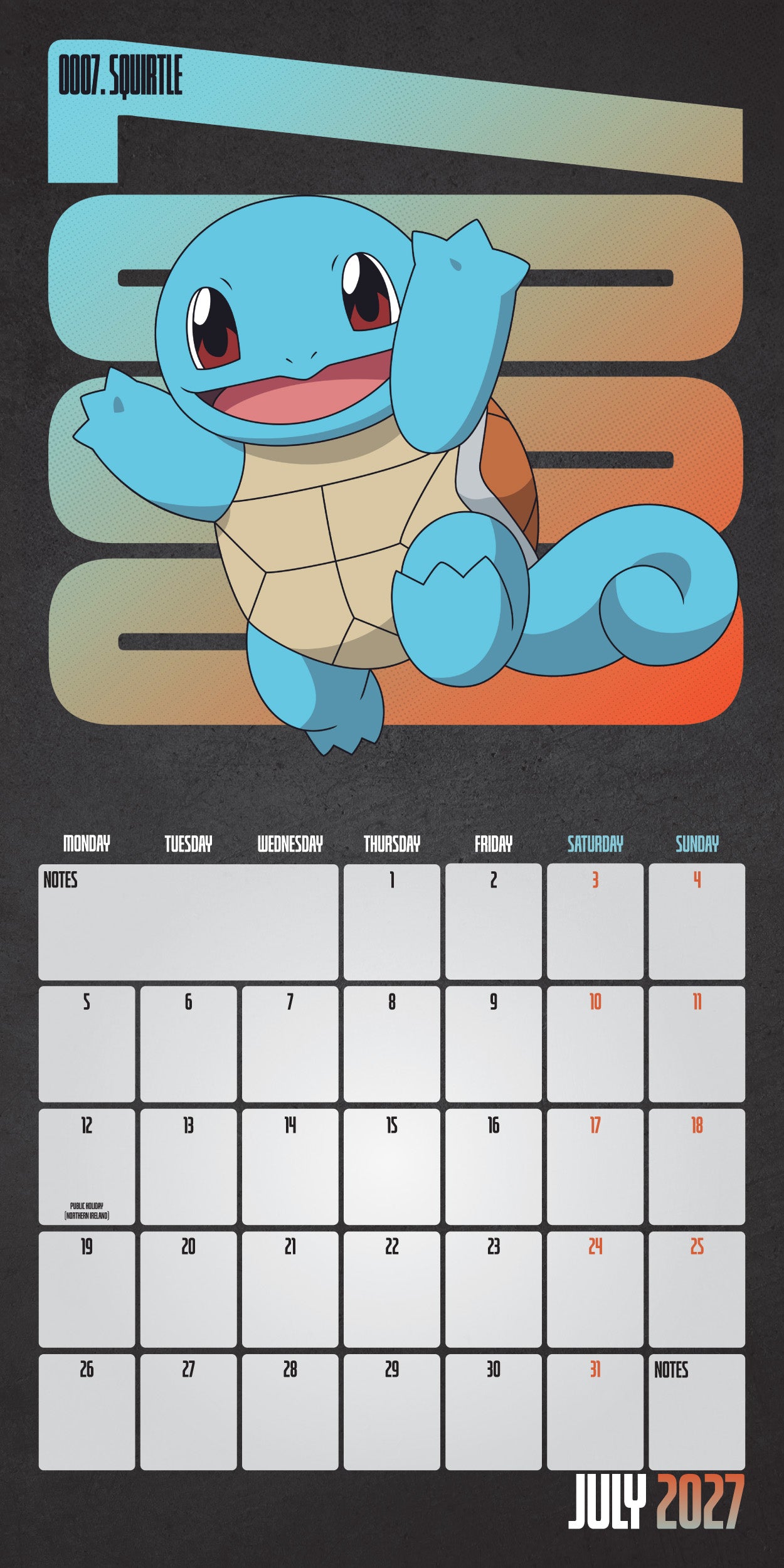 Pokemon 2027 Square Calendar