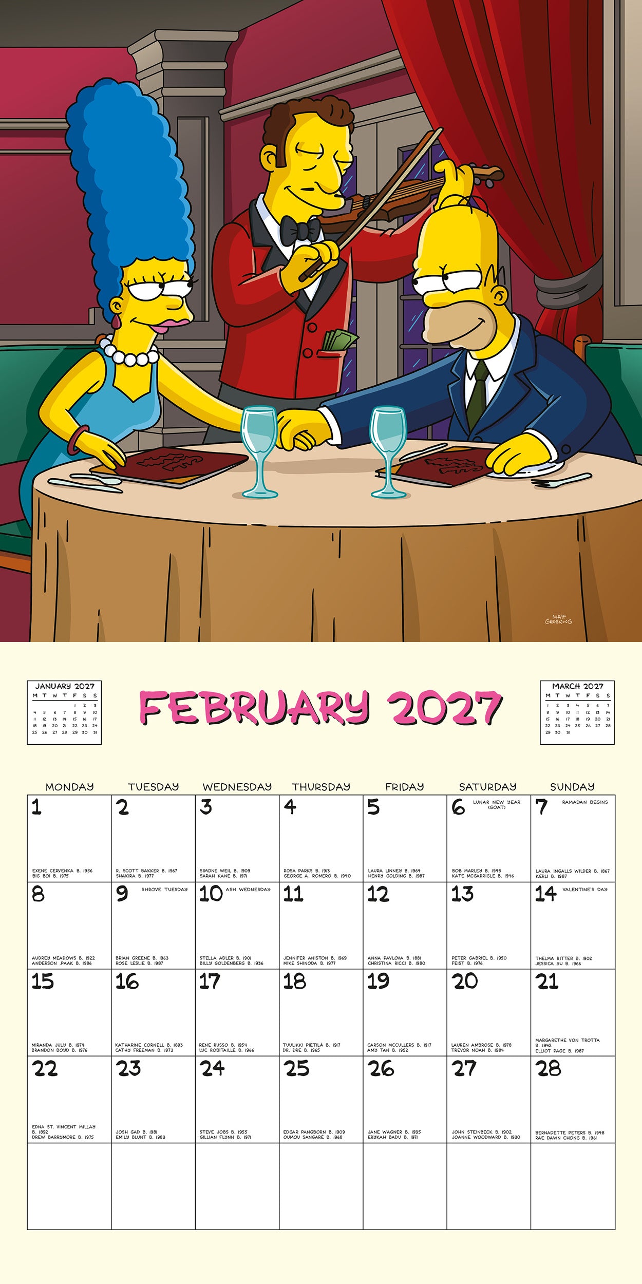 The Simpsons 2027 Square Calendar