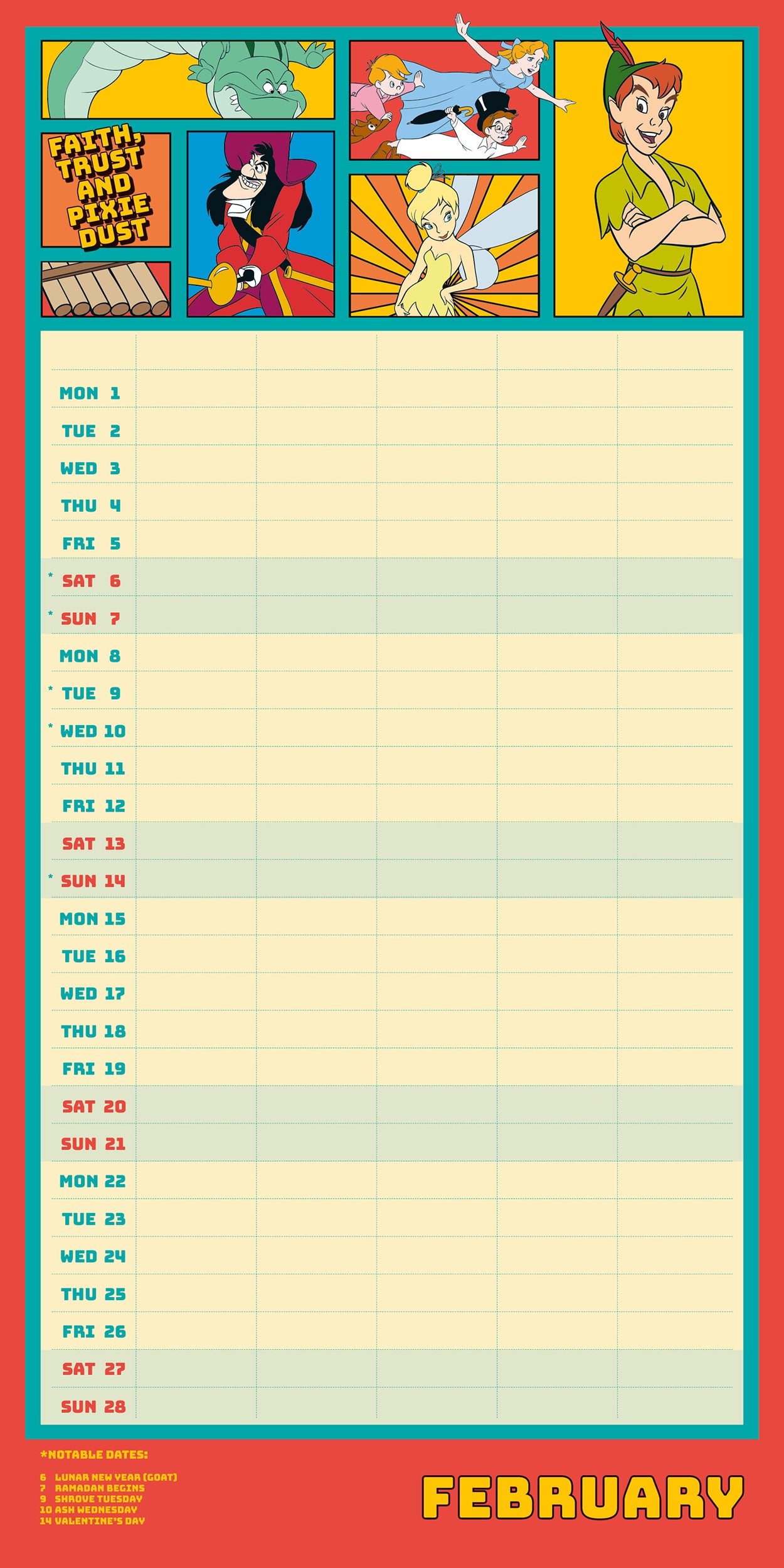 Disney Classics 2027 Family Organiser Calendar (With Stickers And Pocket)