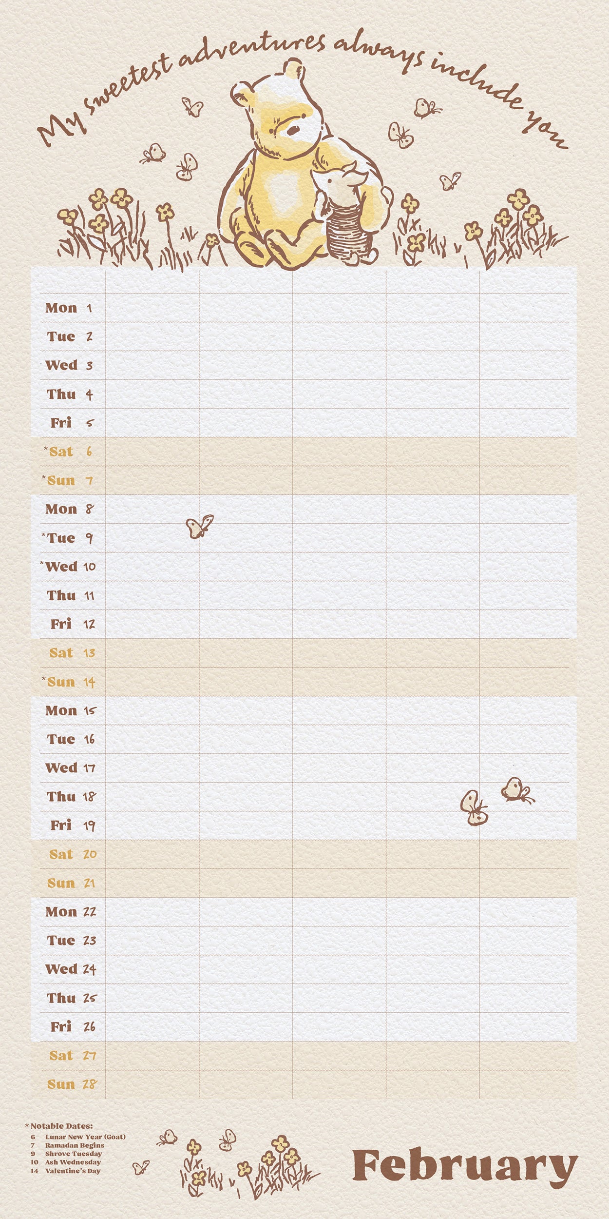 Winnie The Pooh 2027 Family Organiser Calendar  (With Stickers)