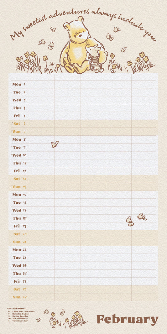 Winnie The Pooh 2027 Family Organiser Calendar  (With Stickers)