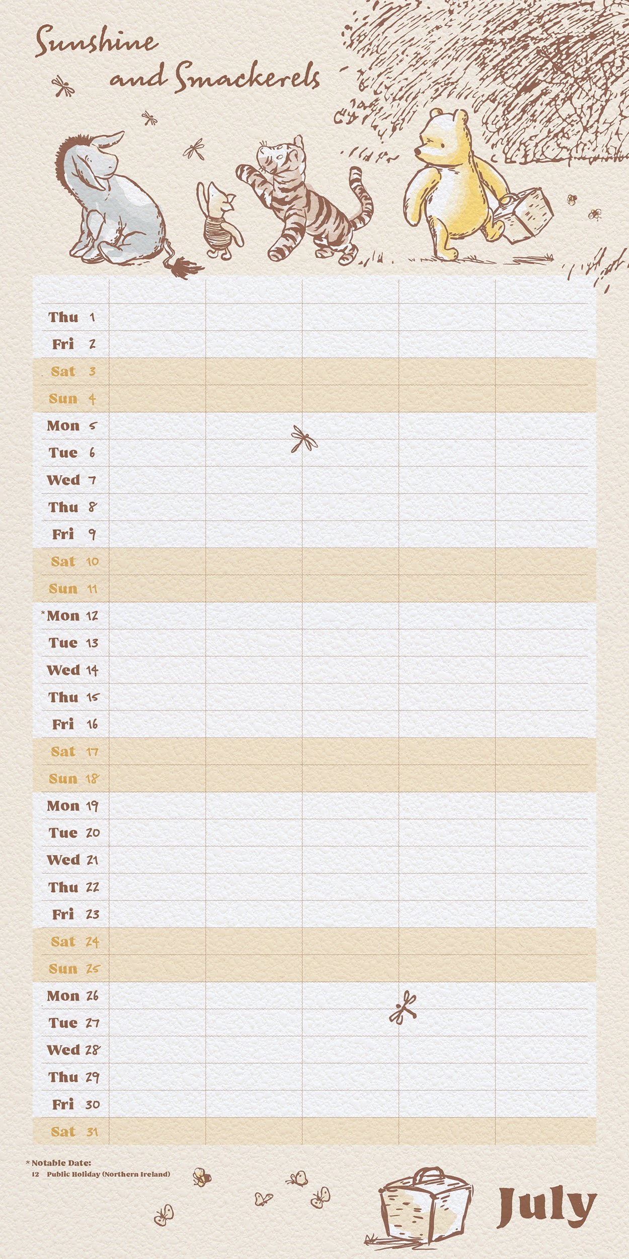 Winnie The Pooh 2027 Family Organiser Calendar  (With Stickers)
