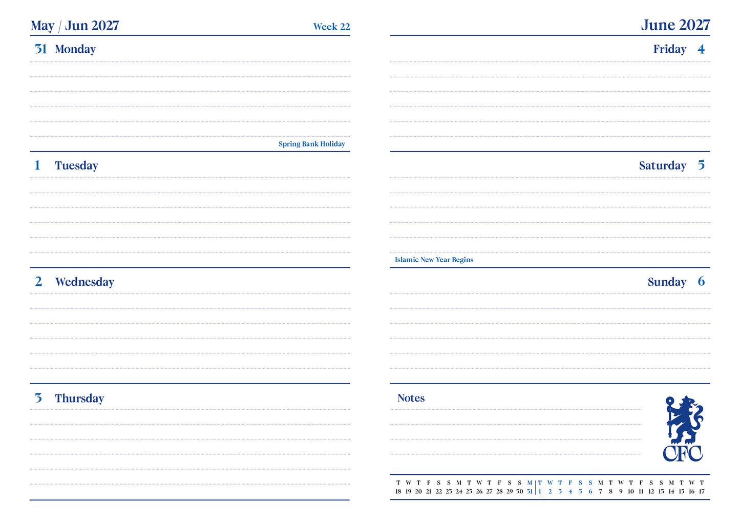 Chelsea FC 2027 A5 Diary