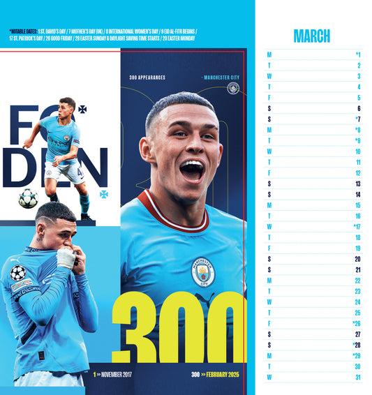 Manchester City FC 2027 Desk Easel Calendar (Postcards)