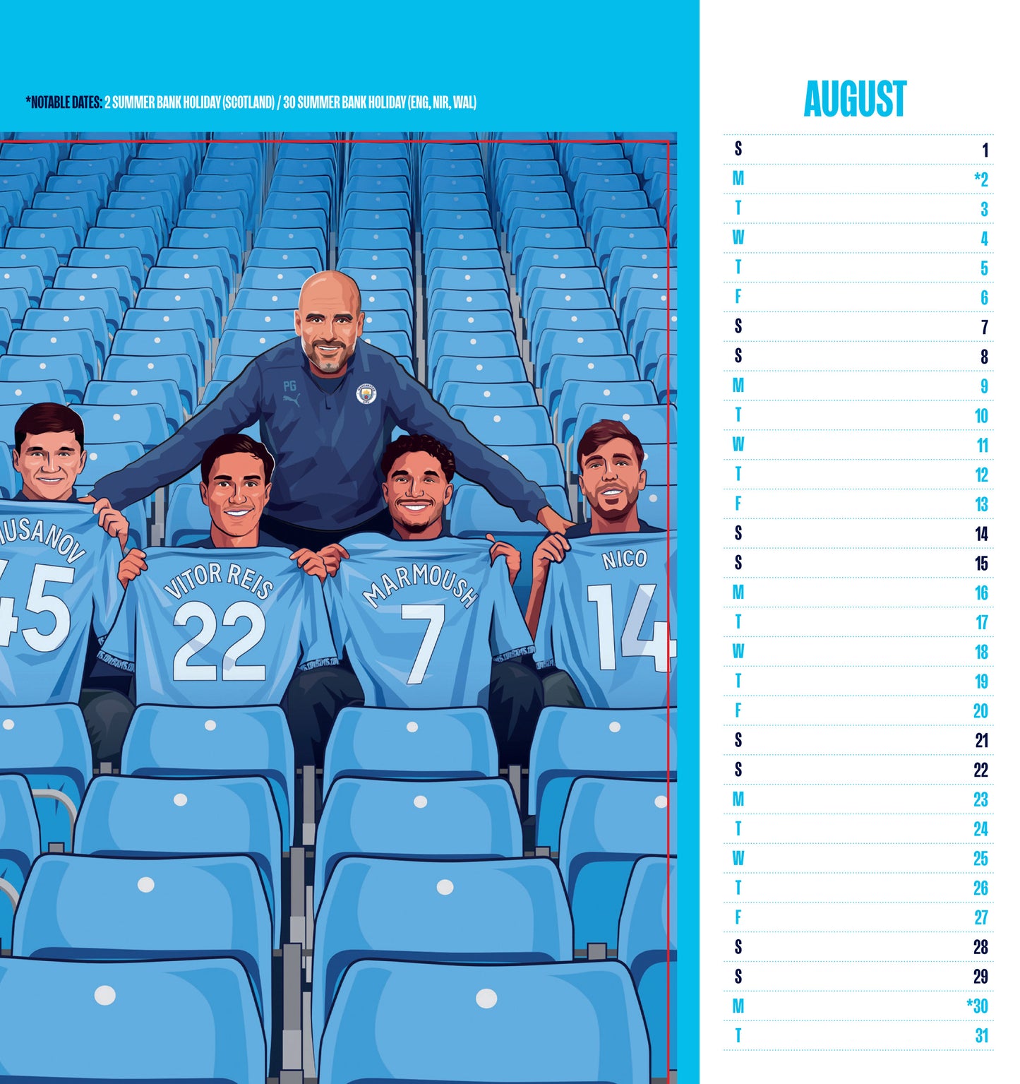 Manchester City FC 2027 Desk Easel Calendar (Postcards)