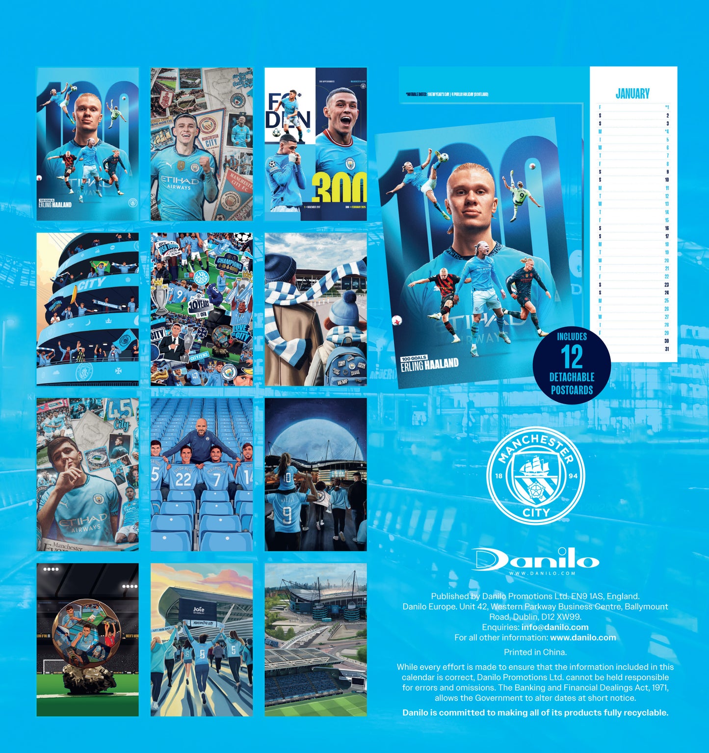 Manchester City FC 2027 Desk Easel Calendar (Postcards)
