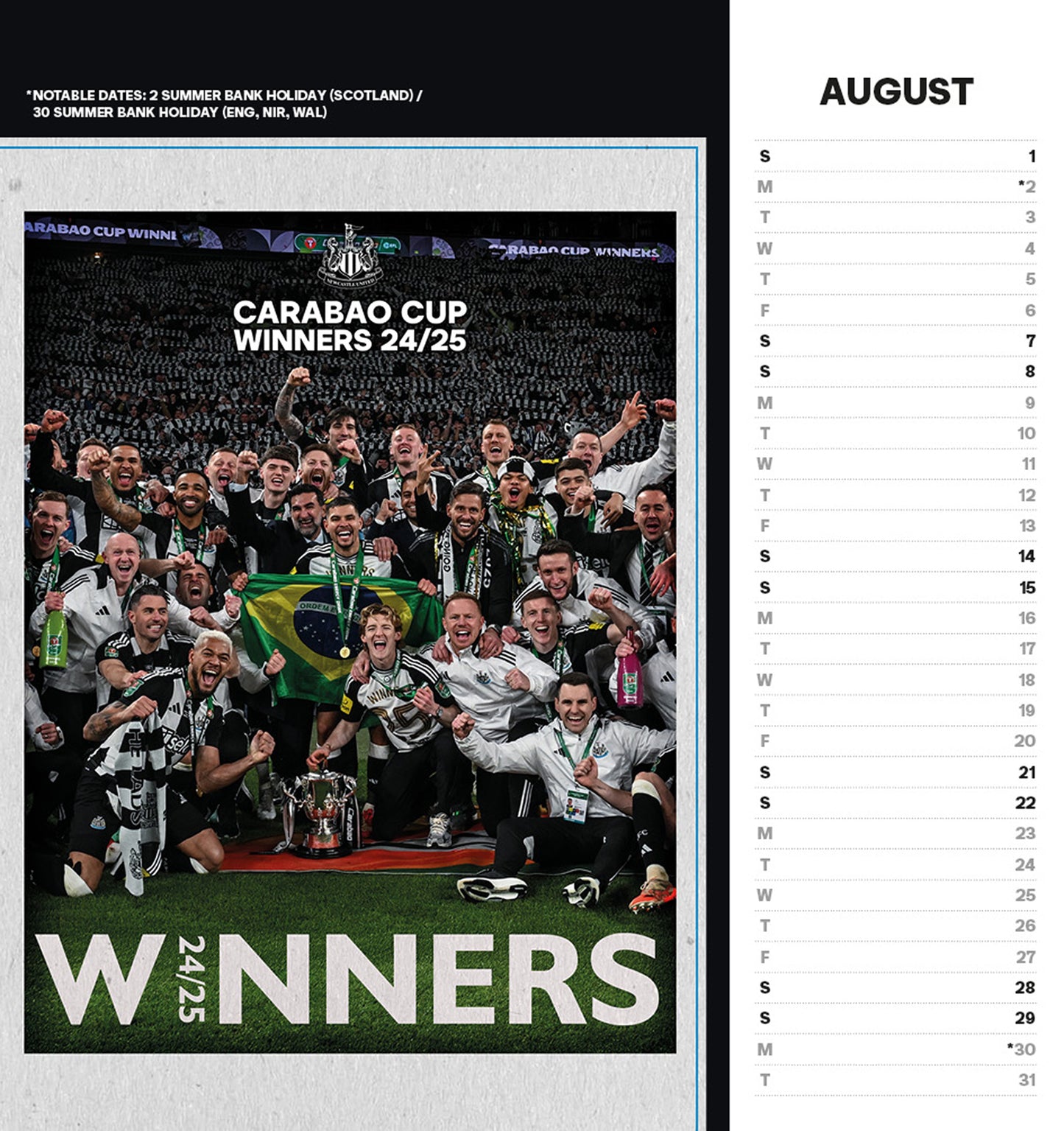 Newcastle United FC 2027 Desk Easel Calendar
