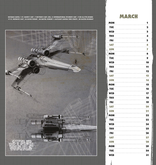 Star Wars Classic 2027 Post Card Desk Easel Calendar