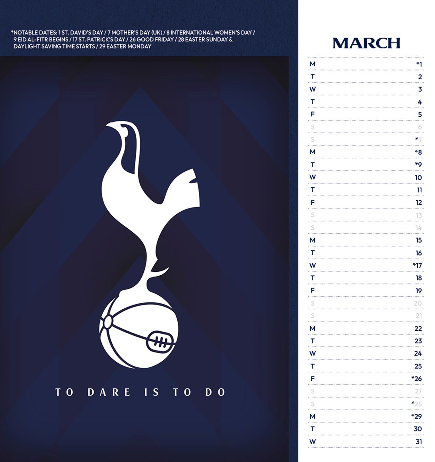 Tottenham Hotspur FC 2027 Desk Easel Calendar (Postcards)