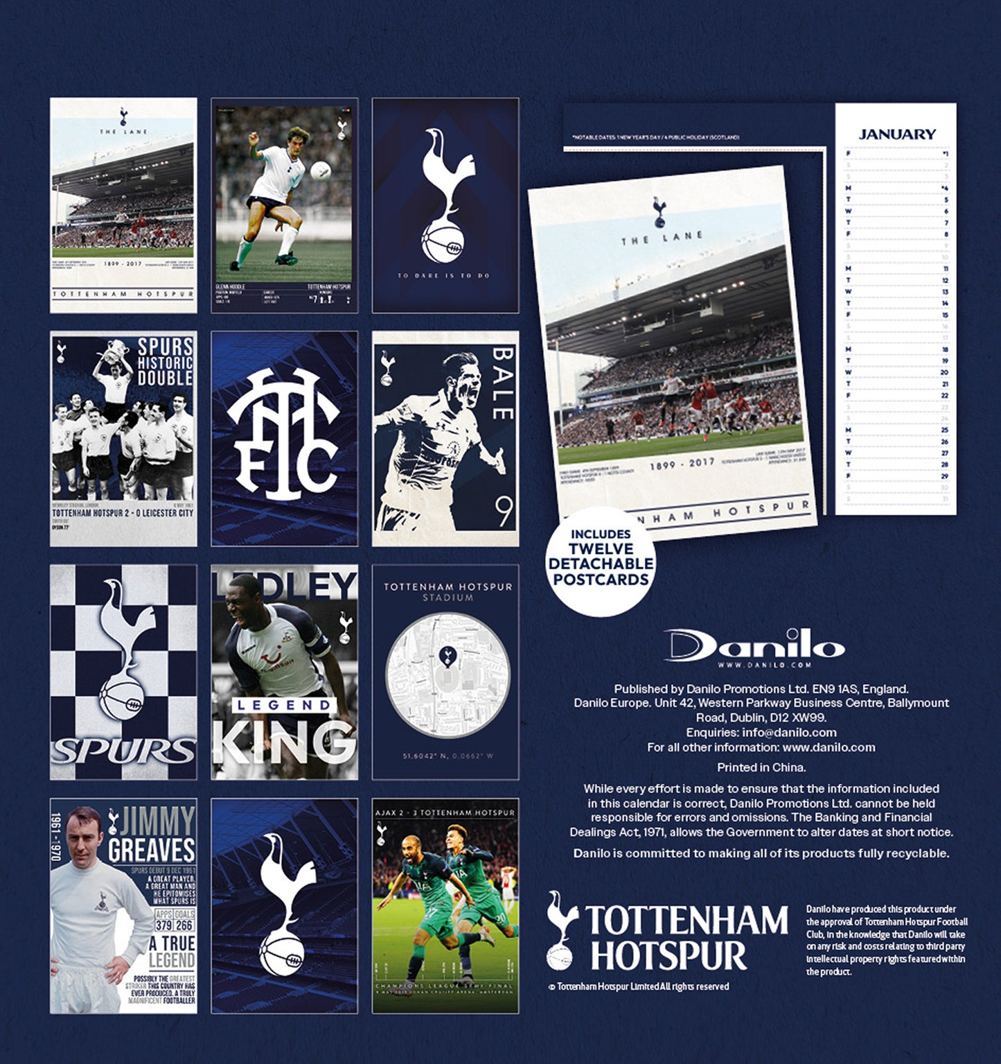 Tottenham Hotspur FC 2027 Desk Easel Calendar (Postcards)