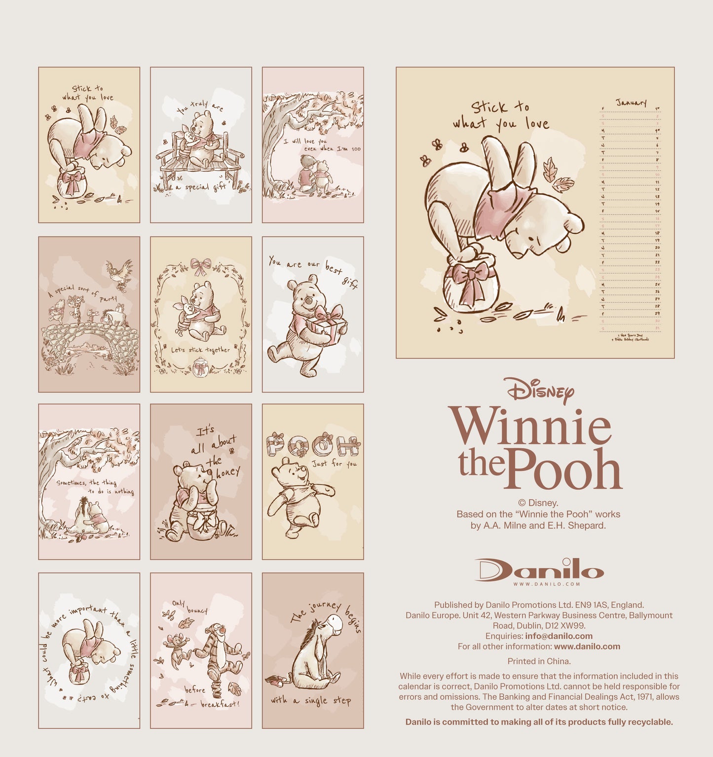 Winnie The Pooh 2027 Desk Easel Calendar