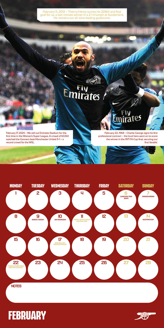 Arsenal FC Legends 2027 Square Calendar