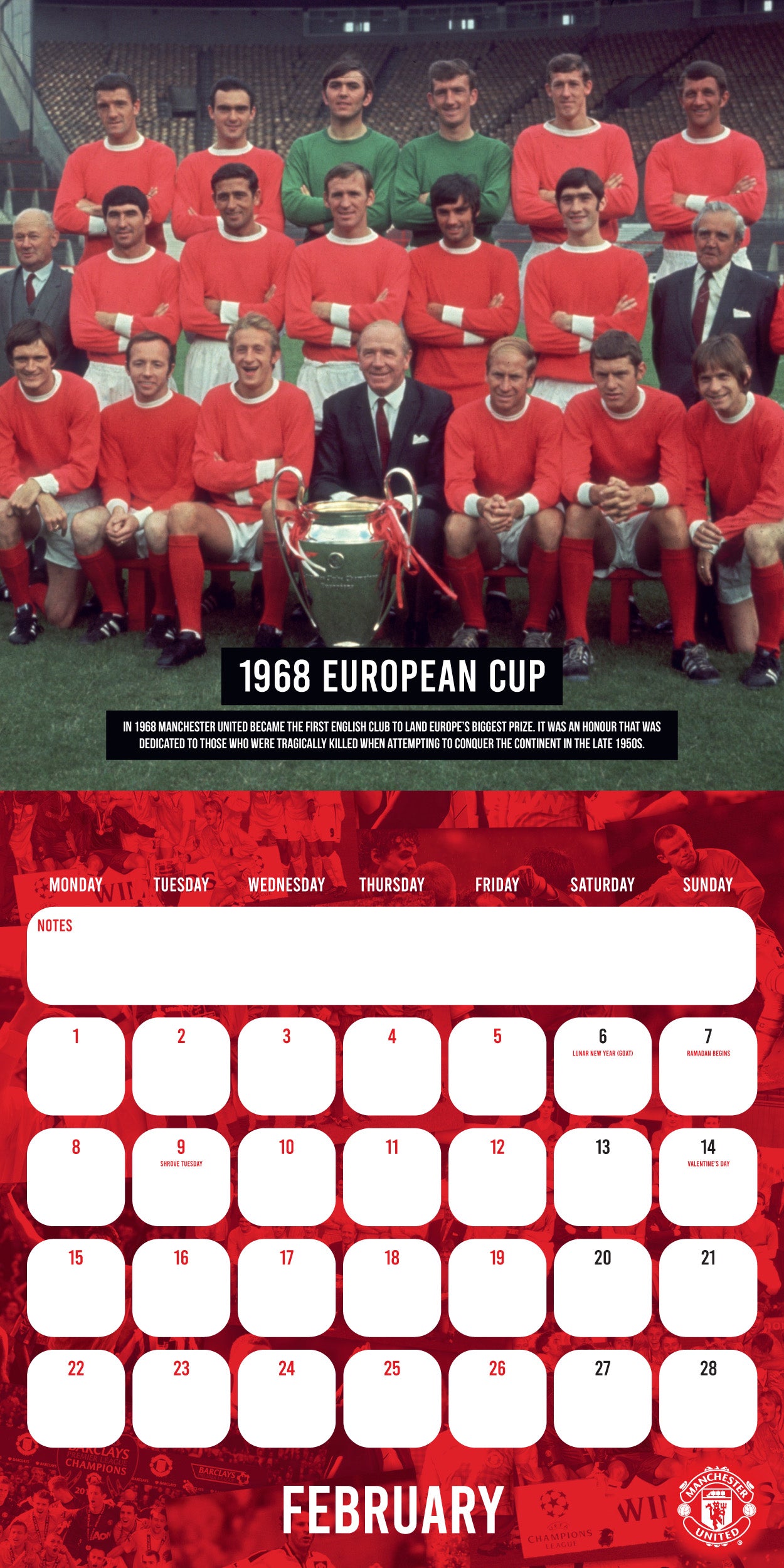 Manchester United FC Legends 2027 Square Calendar