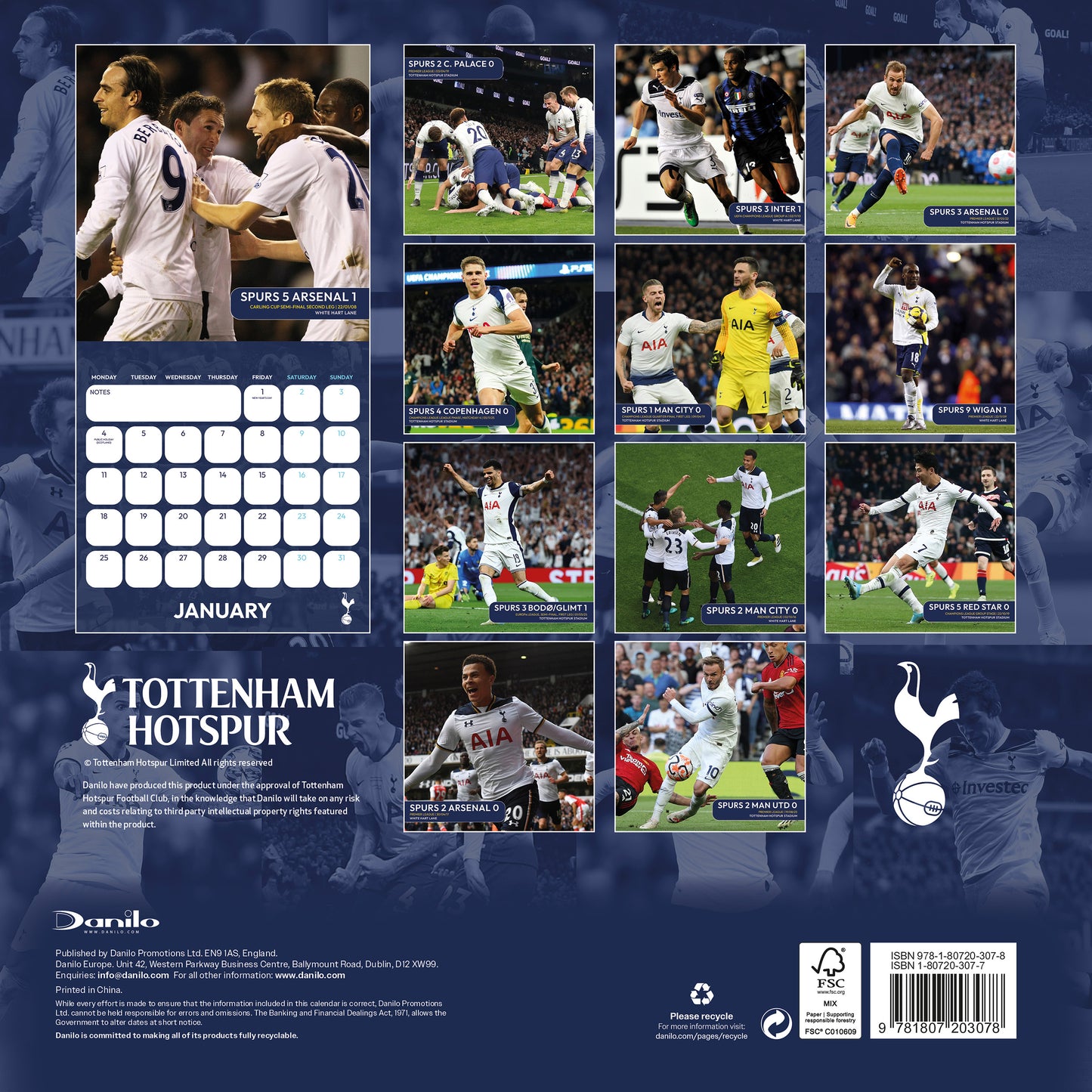 Tottenham Hotspur FC Legends 2027 Square Calendar