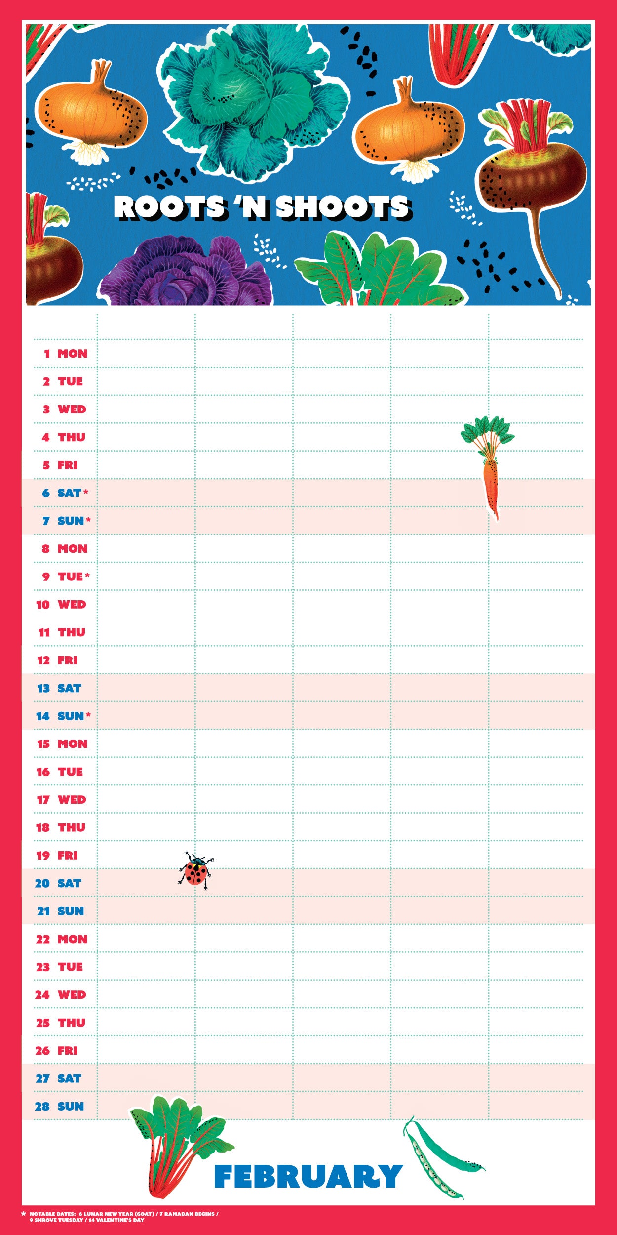 Royal Horticultural Society 2027 Family Organiser Calendar (With Pocket And Stickers)