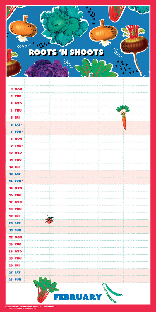 Royal Horticultural Society 2027 Family Organiser Calendar (With Pocket And Stickers)