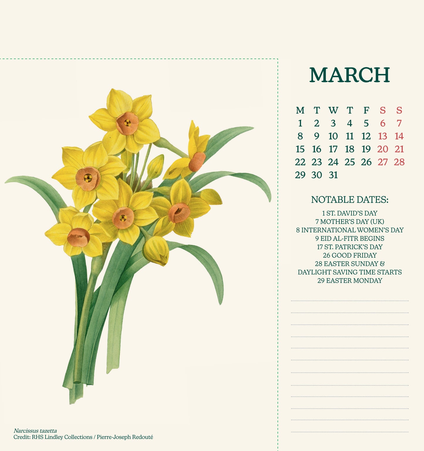 Royal Horticultural Society 2027 Desk Easel Calendar