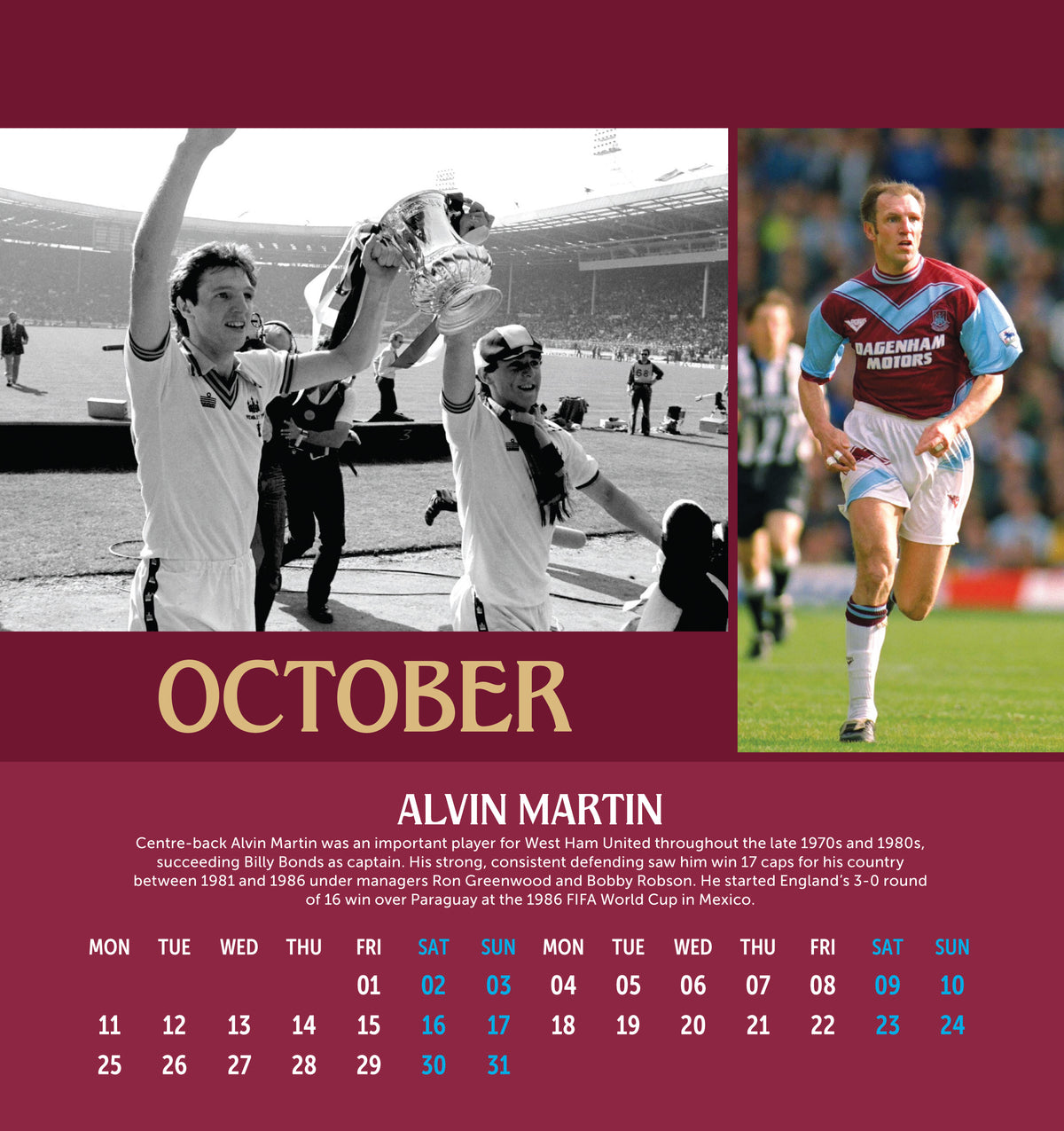 West Ham United FC 2027 Desk Easel Calendar