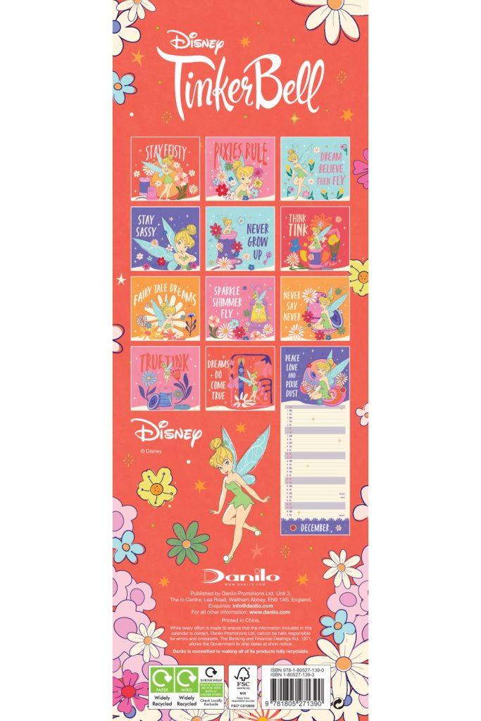 Disney Tinkerbell 2024 Slim Wall Calendar Grange Communications