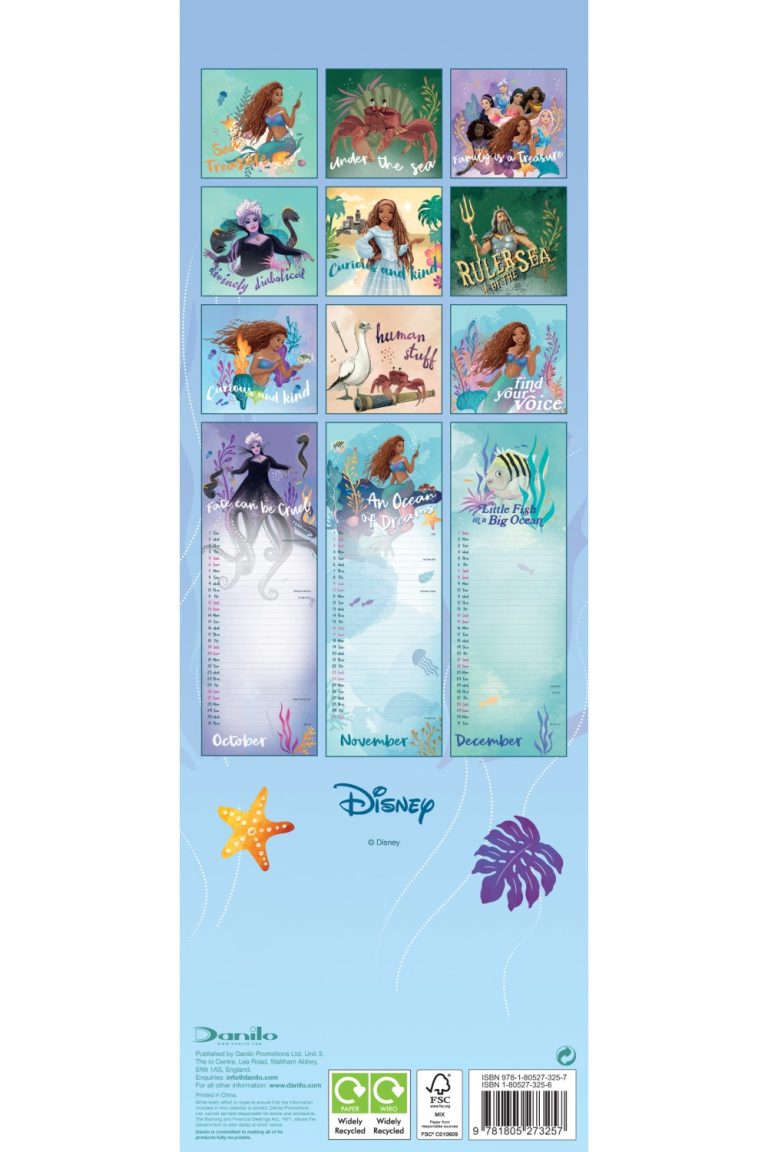 The Little Mermaid Slim Wall Calendar 2024 Grange Communications