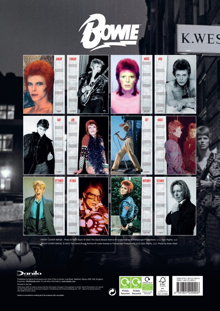 David Bowie A3 Wall Calendar 2024 Grange Communications